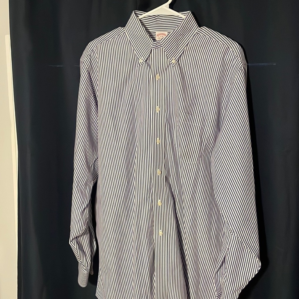 Brooks Brothers Traditional Fit Blue and White Striped button down shirt